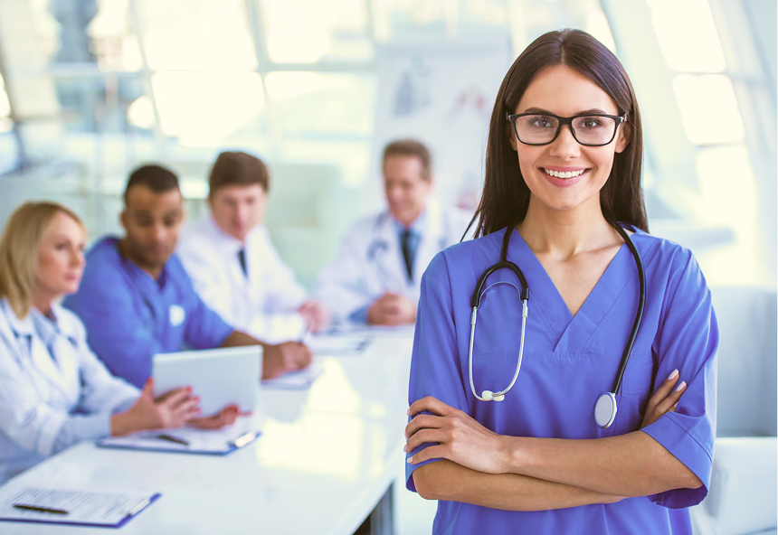 Medical professionals in a collaborative meeting